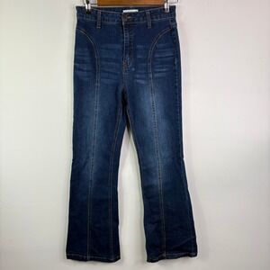 Flare Leg Jeans Dark‎ Wash High Waist Fitted Denim Women sz 7/28